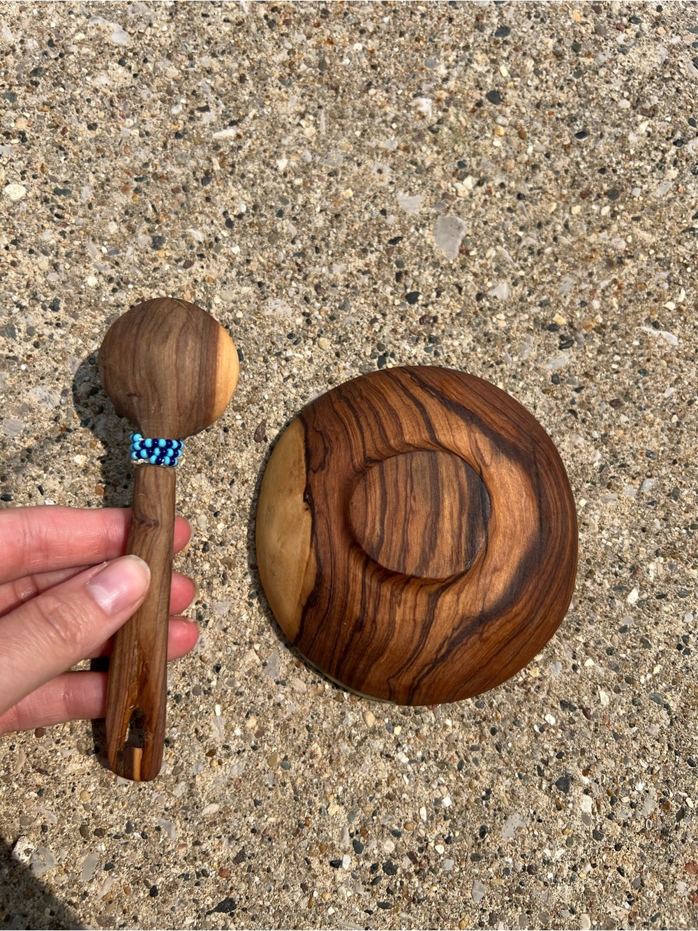 Vintage African Wooden Bowl and Spoon Set - Picture 3 of 3